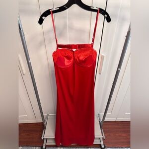Vici Vibrant Red Satin Dress